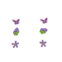 Simple Flower Butterfly Grape Earrings main image 6