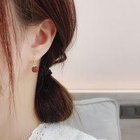 Korean Beaded Little Cherries Earrings main image 1