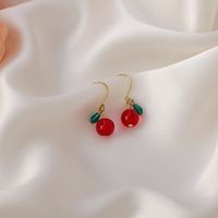 Korean Beaded Little Cherries Earrings main image 4