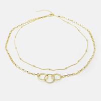 Simple Double Zircon Chain Necklace Wholesale sku image 2