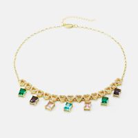 Fashion Gold Plated Stained Glass Zircon Pendent Necklace sku image 3