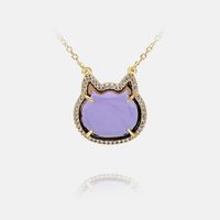 New Fashion Colored Glass Cat Pendent Necklace sku image 3