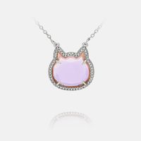New Fashion Colored Glass Cat Pendent Necklace sku image 6