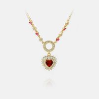 Vente En Gros Collier Coeur Rouge Zircon Plaqué Or Cuivre sku image 3