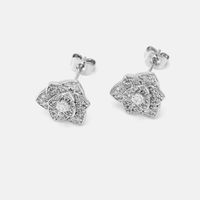 Boucles D&#39;oreilles À Pétales De Zircon Plaqué Or Simples À La Mode En Gros sku image 2