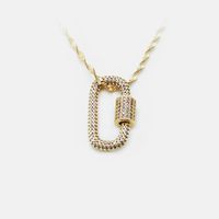 Fashion Gold Lock Copper Inlaid Color Zircon Pendent Necklace sku image 8