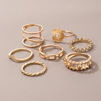 Fashion Gold Diamond Geometric Twist Ring Set Of 7 main image 1