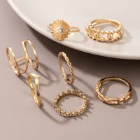 Fashion Gold Diamond Geometric Twist Ring Set Of 7 main image 4
