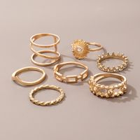 Fashion Gold Diamond Geometric Twist Ring Set Of 7 sku image 1