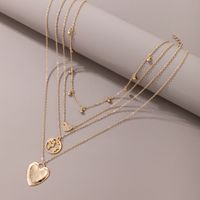 Simple Peach Heart Pendant Multi-layer Alloy Necklace main image 1