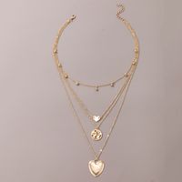 Simple Peach Heart Pendant Multi-layer Alloy Necklace main image 4