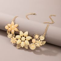 New Fashion Yellow Hollow Flower Necklace main image 2