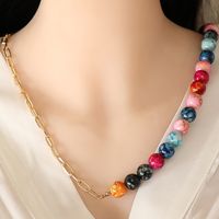 Bohemian Color Flower Orb Chain Splicing Necklace main image 3