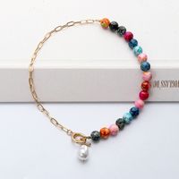 Bohemian Color Flower Orb Chain Splicing Necklace main image 4