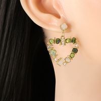 Fashion Color Heart-shaped Diamond Full Diamond Earrings main image 5