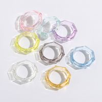 Korean Color Acrylic Resin Rhombus Ring main image 1