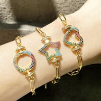 Joyería De Hip-hop Pulsera De Corazón De Estrella Redonda Con Incrustaciones De Circonitas De Color Micro main image 1