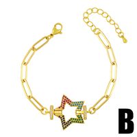 Joyería De Hip-hop Pulsera De Corazón De Estrella Redonda Con Incrustaciones De Circonitas De Color Micro main image 5