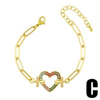 Hip-hop Jewelry Fashion Micro-inlaid Color Zircon Round Star Heart Bracelet main image 4