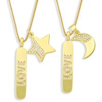 Hip-hop Double Drop Diamond Star Moon Rectangle Tag Necklace main image 1