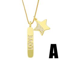 Collier Étiquette Rectangle Lune Étoile Diamant Double Goutte Hip-hop main image 3