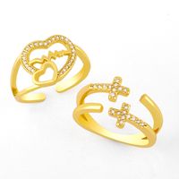 Fashion Double-layer Cross Heart-shaped Open Ring main image 2