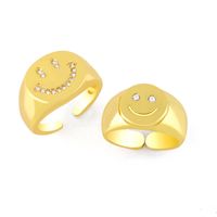 Simple Smiley Face Couple Open Ring main image 1