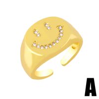Simple Smiley Face Couple Open Ring main image 3