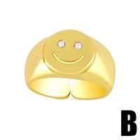 Simple Smiley Face Couple Open Ring main image 4