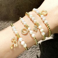 Bracelet D'ours D'amour En Perles De Perles Bracelet Élastique En Zircon De Cuivre main image 1
