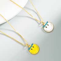 Fashion Simple Cartoon Character Smiley Face Copper Gold-plated Necklace main image 3