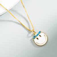 Fashion Simple Cartoon Character Smiley Face Copper Gold-plated Necklace main image 4