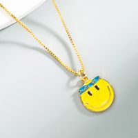 Fashion Simple Cartoon Character Smiley Face Copper Gold-plated Necklace main image 5