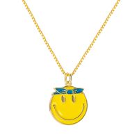 Fashion Simple Cartoon Character Smiley Face Copper Gold-plated Necklace main image 6