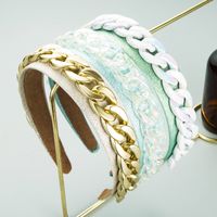 Metal Chain Decoration Fabric Headband Korean Candy-colored Hair Accessories main image 1