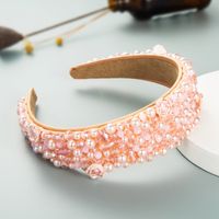 Baroque Hand-sewn Pearl Crystal Wide-brimmed Fabric Headband Women main image 5
