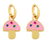 Color Dripping Oil Mushroom Earrings Cute Copper Stud Earings sku image 5