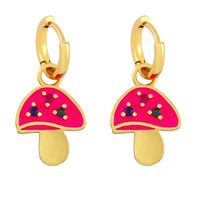 Color Dripping Oil Mushroom Earrings Cute Copper Stud Earings sku image 6