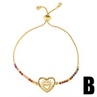 Zircon Butterfly Bracelet Heart-shaped Mom Pull Adjustable Bracelet sku image 2