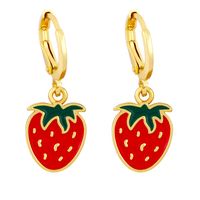 Cute Tropical Fruit Drop Oil Banana Strawberry Earrings sku image 1