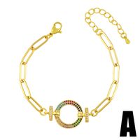 Hip-hop Jewelry Fashion Micro-inlaid Color Zircon Round Star Heart Bracelet sku image 1