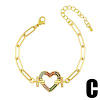 Joyería De Hip-hop Pulsera De Corazón De Estrella Redonda Con Incrustaciones De Circonitas De Color Micro sku image 3