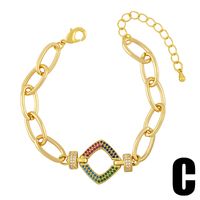 Women's Simple Colored Diamond Bracelet Thick Chain Hip-hop Girlfriends Bracelet sku image 3
