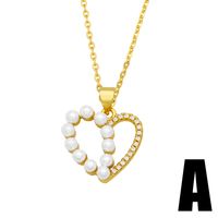 Simple Cross Half Heart Pearl Necklace sku image 1
