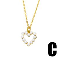 Collier De Perles Demi-coeur Croix Simple sku image 3