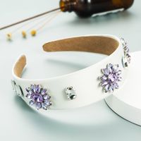 Baroque Wreath Headgear Glass Drill Headband Fashion Solid Color Fabric Headwear sku image 1