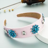Baroque Wreath Headgear Glass Drill Headband Fashion Solid Color Fabric Headwear sku image 3