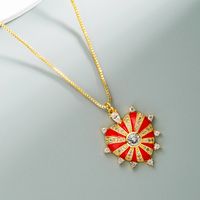 Fashion Heart Dripping Oil Pendant Micro-inlaid Zircon Necklace sku image 1