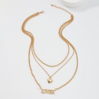 Simple Alloy Heart Letter Pendent Multi-layer Necklace main image 4