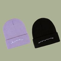 Korean Style Simple Letter Woolen Knitted Hat main image 3